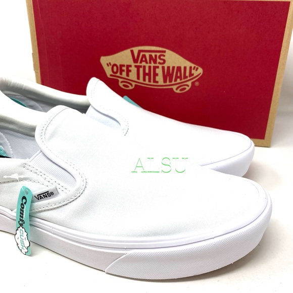 VANS Comfycush Slip On Canvas White Men’s Sneakers - Picture 8 of 10